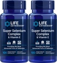 Extension de vie Super complexe de sélénium 200 mcg et vitamine E, 100 capsules de légumes (paquet de 2)