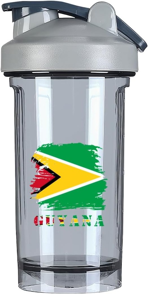 Vintage Guyana Guyanese Flag 18 Ounce Shaker Cup,Fashion Theme Pattern Shaker Bottle Leak-proof Workout Shake Bottles 500ML/18 oz Perfect for Pre Workout-2