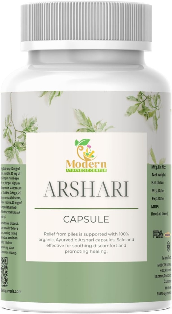 Centre ayurvédique moderne Arshari Capsule, Relief des Piles, 100% biologique, ayurvédique 120 Capsules