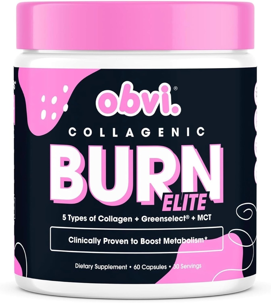 Obvi Burn Elite (en anglais seulement) prend en charge le métabolisme boost, l'énergie et le focus (en anglais seulement) Supplément avec collagène et thé vert (en anglais seulement) prend en charge la santé des cheveux, de la peau, des ongles et des articulations (en anglais seulement) 60 capsules, 30 portions