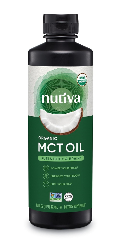Nutiva Organic MCT Huile, Kosher, Keto Friendly, USDA certifié biologique, non-OGM, 16 Fluid Ounce (paquet de 1)