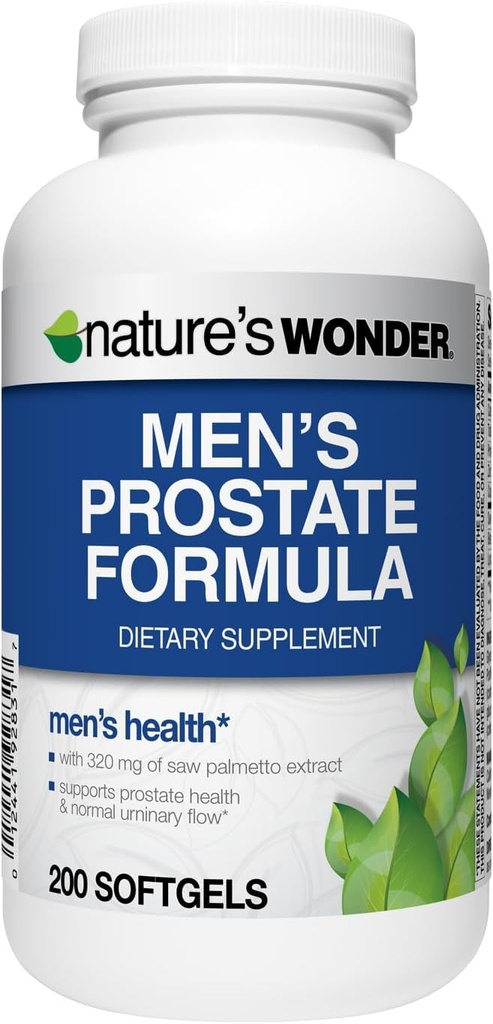 Nature's Wonder Men's Prostate Formula with Saw Palmetto, Beta-Sitosterol & Lycopene, 200 Softgels, 100 Days Supply