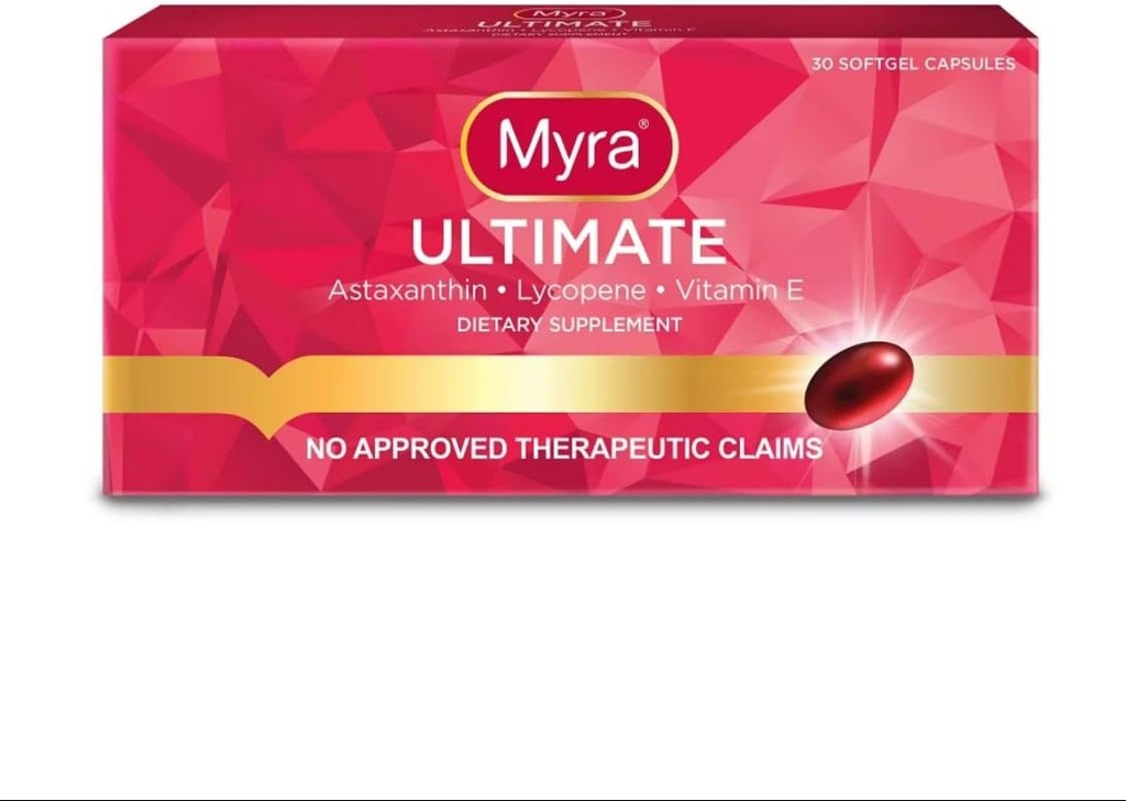 Myra Utimate avec Astaxanthine, Lycopène et Vitamine E, 30 Capsules Softgel