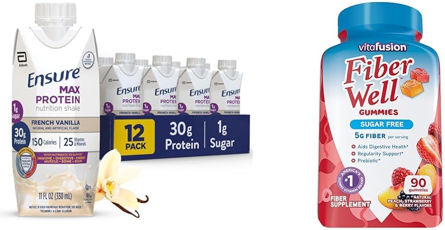 Assurez-vous que Max Protein Nutrition agite avec 30g Protéines et Vitafusion sans sucre Gommies de fibre, Pêche / Strawberry / Blackberry, 90 Compte