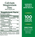 Nature's Bounty Calcium Magnesium & Zinc Caplets, Immune & Supporting Bone Health, 100 Count (Pack of 2)