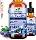 Suppléments NAD pour les femmes et les hommes, NAD Nicotinamide Riboside Resvératrol 900mg & Quercetin, Niacine, Collagène, Biotine, Liquid NAD Plus Supplément NR900 Pour Anti-Aging Skin Energy Longevity Focus Cerveau