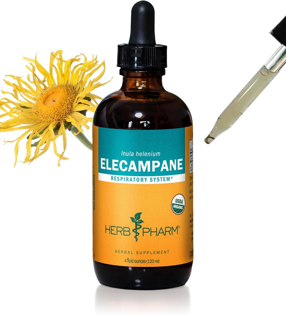 Extrait liquide d'Elecampane biologique certifié Herb Pharm pour le soutien du système respiratoire - 4 Ounce