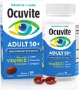 Ocuvite 50+ Vitamine oculaire et supplément minéral, Multivitamine pour la vision et la santé oculaire avec Oméga-3, Zinc, Vitamines C & E, Lutéine et Zeaxanthin, Suppléments de zinc pour les femmes et les hommes, 50 Softgels