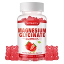 Magnésium Glycinat Gummies 1000mg avec Magnésium L-Thréonate, Supplément complexe de potassium de magnésium chélaté avec VitD, B6, CoQ10, Calcium, Supports pour la mémoire, Calme, Mood - 90 Gummies Fraise
