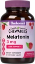 Bluebonnet Nutrition EarthSweet Melatonin 3 mg à action rapide Dissolve la nuit Relaxation et repos de sommeil - Aide au sommeil - Sans gluten, végétalien - Arôme framboise - 60 comprimés à croquer