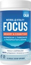 Vitalité naturelle, Magnésium L-Thréonate et Phosphatidylsérine Nootropic Cerveau Suppléments pour mémoire, focus et cognition, sans gluten, végétarien, 60 capsules