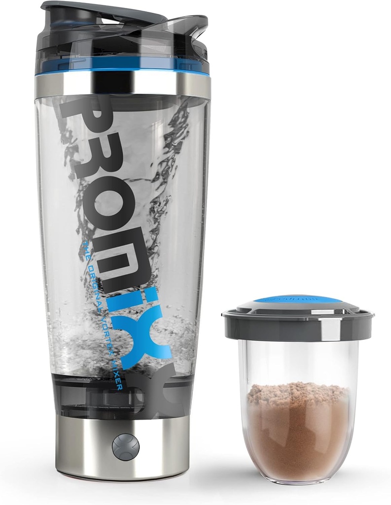 Promixx Pro Shaker Bouteille (édition iX-R) , rechargeable, puissant pour smooth Protein Shakes , comprend le stockage de supplément - BPA Free , 20oz tasse (bleu d'argent / gris)