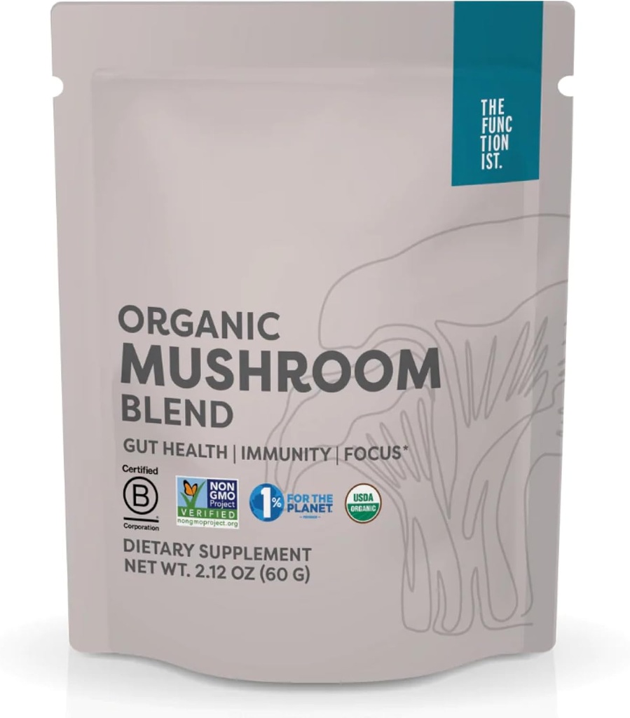 Le Functionniste Mélange de Champignons Biologiques de Champignons Biologiques Supplément Poudre de Champignons Biologiques de 10 Champignons Mélange puissant Gut, Complexe de Champignons Énergie