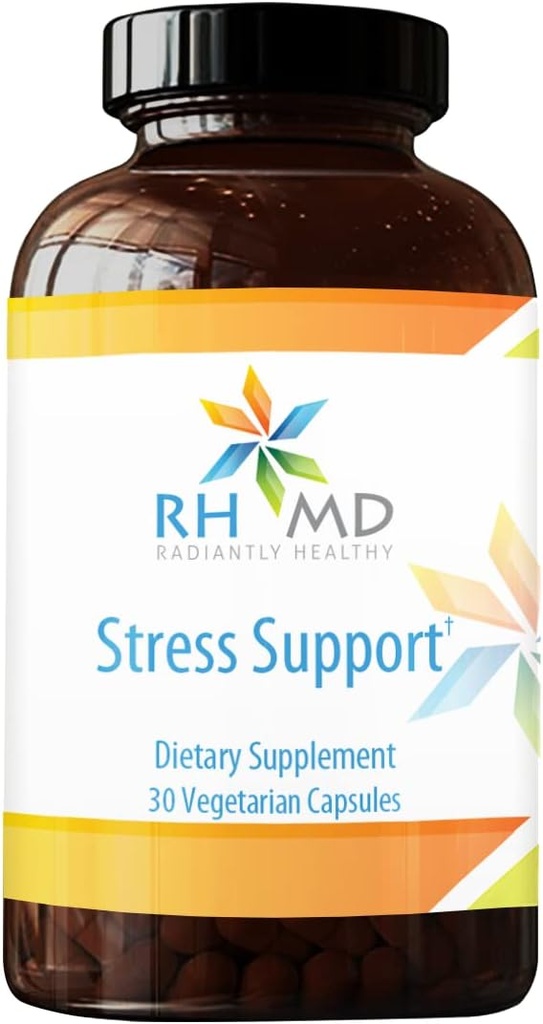 RHMD Stress Support - Supplément adaptogène à l'extrait de racine et de feuille triple Ashwagandha - non-OGM (30 capsules)