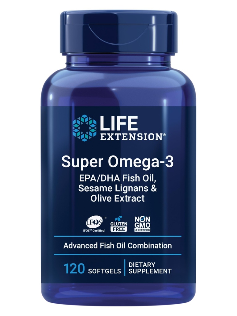Extension de vie Super Omega-3 EPA/DHA avec sésame Lignans et extrait d'olive, 120 comte