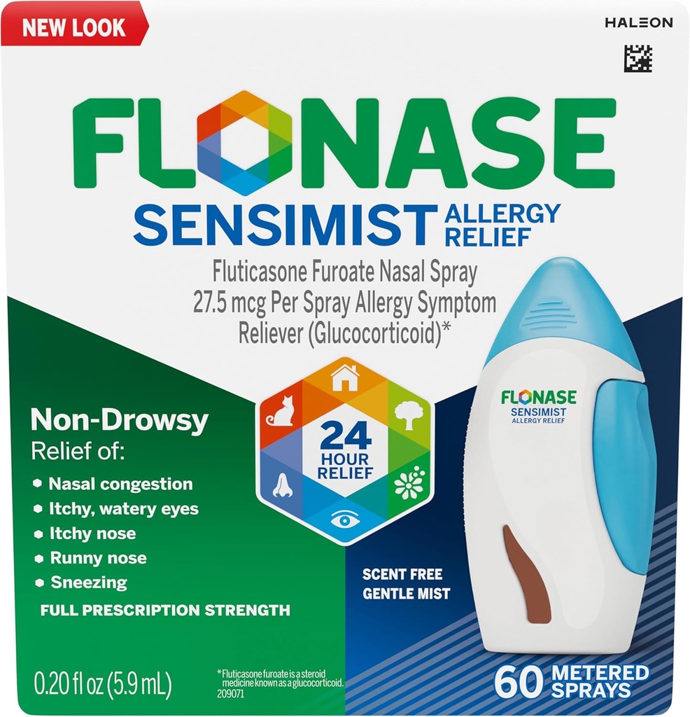 Flonase Sensimist Allergy Relief Nasal Spray pour Altergy Non-Drowsy, 24 heures sur 24 – 60 sprays