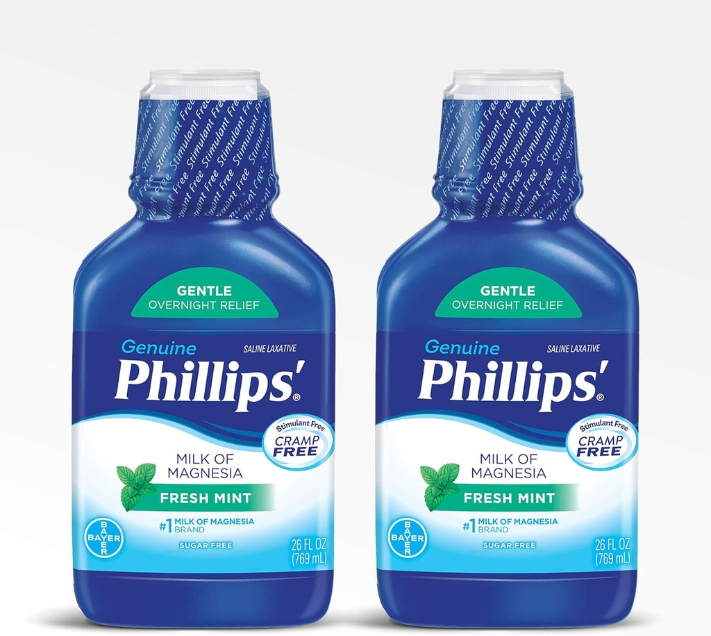 Lait de magnésie laxatif de Phillips, menthe fraîche, 26 Fl Oz (paquet de 2)