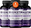 Gade Nutrition Quercetin avec Bromelain & Elderberry , Quercetin avec vitamine C et zinc , Zinc Quercetin 500mg avec vitamine D3 , Supplément quotidien de soutien immunitaire - 6 mois d'approvisionnement