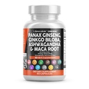 Nutraceutiques propres Panax Ginseng Ginkgo Biloba Ashwagandha Maca Root - Pilules de supplément de focus pour les femmes et les hommes avec extrait d'écorce de pin, l'ail et la scie Palmetto - 60 capsules
