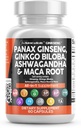 Nutraceutiques propres Panax Ginseng Ginkgo Biloba Ashwagandha Maca Root - Pilules de supplément de focus pour les femmes et les hommes avec extrait d'écorce de pin, l'ail et la scie Palmetto - 60 capsules