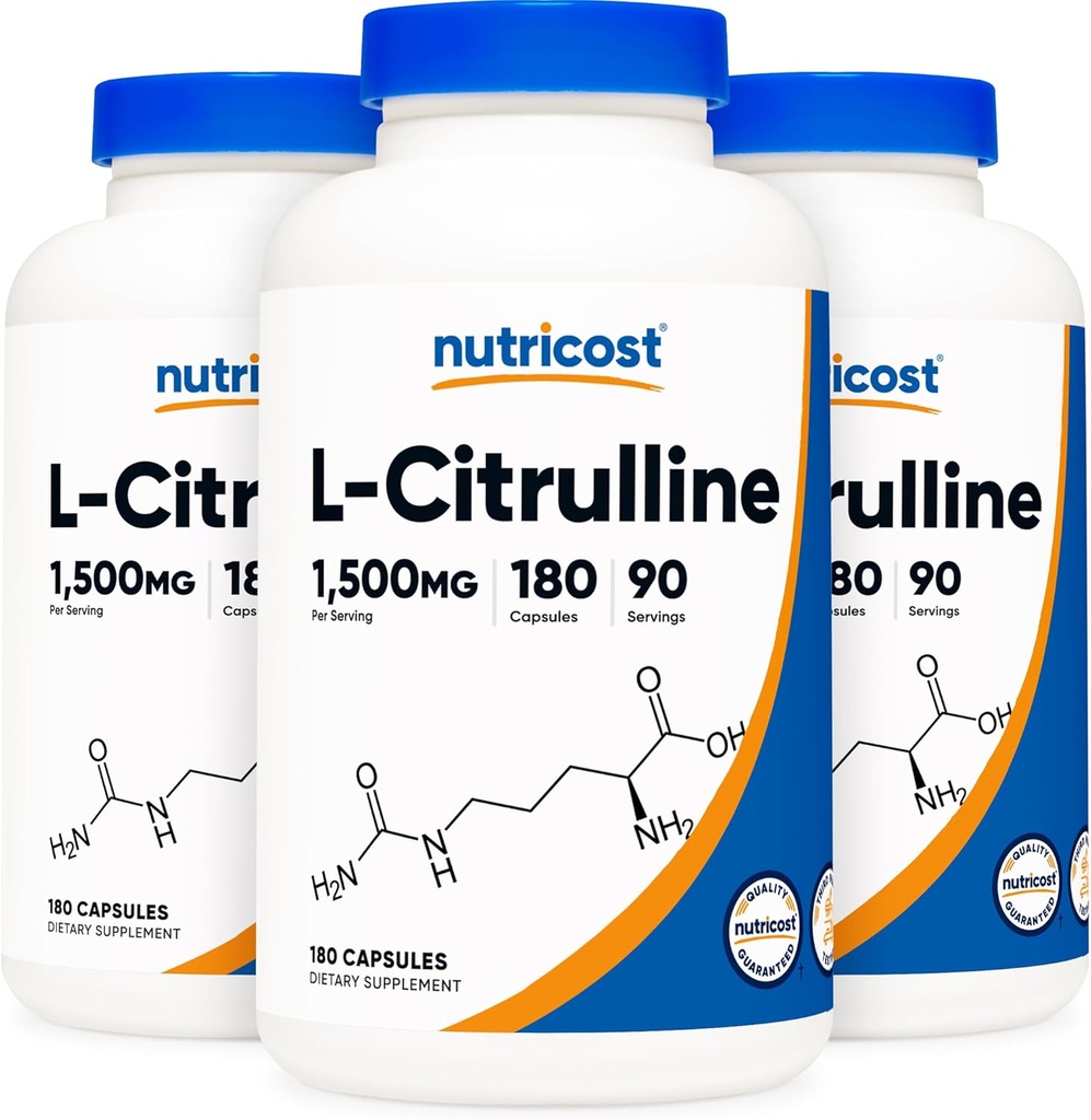Nutricost L-Citrulline 750mg, 180 Capsules (3 bouteilles)