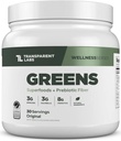 Labs transparents Verts prébiotiques - Supplément de poudre et d'antioxydants Superfood avec spiruline biologique, Chloerra, Acacia et poudre de banane verte - 30 portions, non aromatisées