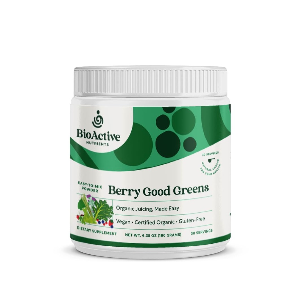 NUTRIENTS BIOACTIFS: Berry Good Greens - Superfood Powder - 30 portions - 100% supplément végétal non OGM de l'USDA, aide à stimuler l'énergie, la désintoxication, le métabolisme sain, la nutrition des aliments entiers