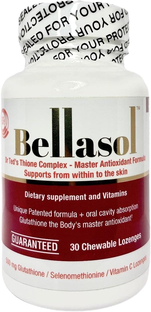 Bellasol First Glutathione Lozenges, Selenium, VIT C, D E and Grape Seed Dietary Supplement Helps Health & Beauty, Boost Immunity, Supports Fatty Liver and Skin brightening