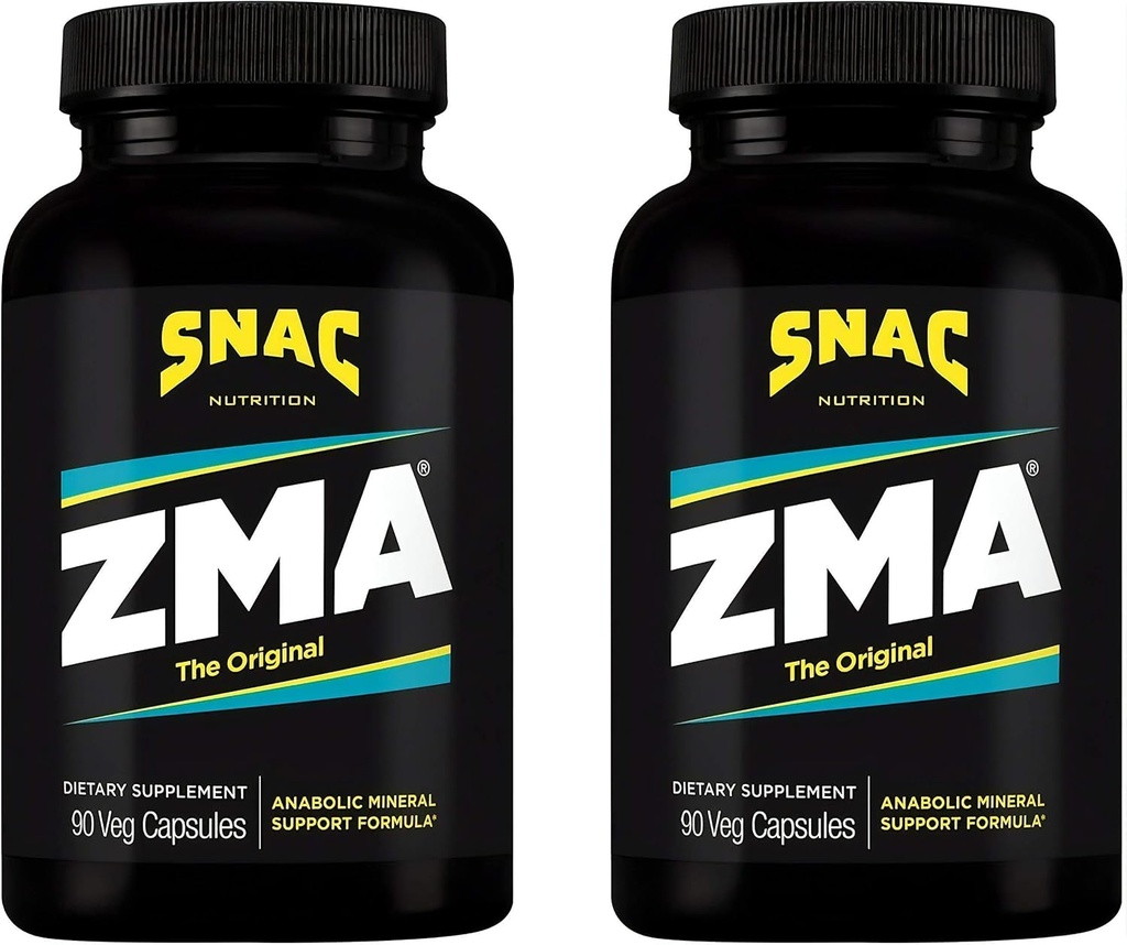 SNAC ZMA L'originale récupération et supplément de sommeil, favorise la récupération musculaire, le soutien immunitaire et le sommeil restaurateur avec le zinc, le magnésium et la vitamine B6, 180 capsules de légumes (2 pack de 90 comte)
