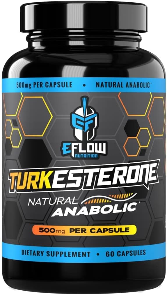eFlow Nutrition Turkestérone Supplément pour hommes [Pureté la plus élevée] + Cyclodextrine pour Haute Absorption - Augmenter l'endurance, la croissance musculaire maigre et la récupération, Boosts Drive - 3ème partie testée (60 capsules)