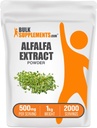 BulkSupplements.com Poudre d'extrait d'alfalfa - Supplément d'alfalfa, Poudre de superalimentation verte - Sans végétalien et sans gluten, Suppléments verts - 500mg par portion, 1kg (2,2 lbs) (paquet de 1)