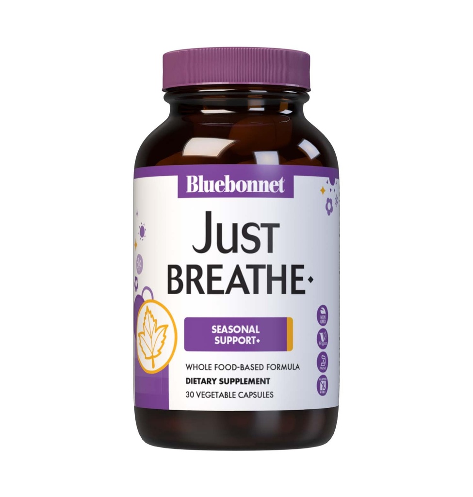 Bluebonnet Nutrition JustBreathe, Seasonal Support*, Non-GMO, Kosher Certified, Gluten-Free, Soy-Free, Dairy-Free, 30 Vegetable Capsules, 15 Servings