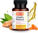 Vitality Rescue, Fish Oil DHA EPA Omega 3 et Turmeric Supplement w/Bioperine, CurcuWin 46X Superior Absorption Curcumin pour soutenir la récupération d'entraînement, articulaire, musculaire, cardio et santé du cerveau, 30 capsules