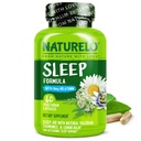 NATURELO Aide au sommeil - avec mélatonine, magnésium, GABA, racine valériane, baume de citron, extraits d'herbes de camomille - Aide au sommeil à base de plantes - 60 capsules de végétalien