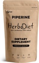 Herbadiet Piperine 95% Powder | Black Pepper Extract Powder 95% by Hplc | Bioavailability Enhancer, Boosts Nutrients Uptake| Gluten Free, Non-GMO Bulk Supplement (0.35 oz / 10 gm)