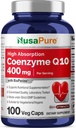 NusaPure CoQ10 400mg 100 Veggie Caps (Vegan, Non-OGM) Coenzyme Q10 Supplément, Enzyme CoQ-10 antioxydant, Coq 10