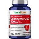 NusaPure CoQ10 400mg 100 Veggie Caps (Vegan, Non-OGM) Coenzyme Q10 Supplément, Enzyme CoQ-10 antioxydant, Coq 10