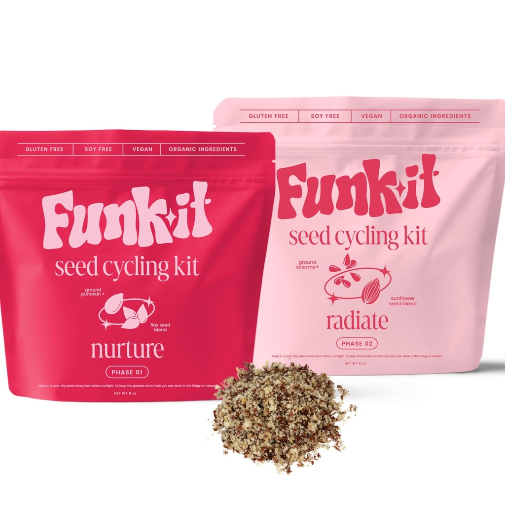 Funk It Wellness Seed Cycling Kit (en anglais seulement) Bio PMS Relief (en anglais seulement) Approvisionnement mensuel (en anglais seulement) Soothe Cramps, Hormonal Acne, Mood Swings et General PMS Natural (en anglais seulement) PMS Relief (en anglais seulement) PMS Support PMDD (en anglais seulement) 100% Plant Based