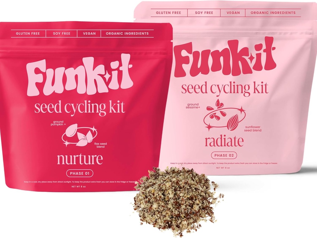 Funk It Wellness Seed Cycling Kit | Organic PMS Relief | Monthly Supply | Soothe Cramps, Hormonal Acne, Mood Swings and General PMS | Natural | PMS Relief PMS PMDD Support | 100% Plant Based