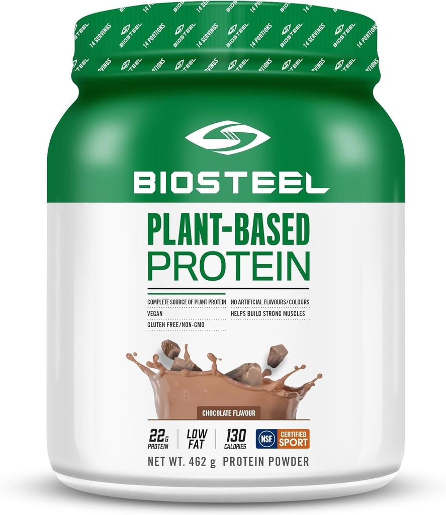 BIOSTEEL Elite Plant-Based Recovery Protein végétalien avec des protéines de riz brun, de pois et de chanvre, chocolat, 14 portions, sans gluten