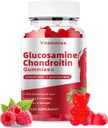 Glucosamine Chondroïtine Gommies avec MSM & Elderberry Extra Strength - Soutien articulaire, Supplément de soutien immunitaire antioxydant pour adultes, hommes et femmes Minéraux, coenzyme Q10, DHA - 60 Gommies de framboise