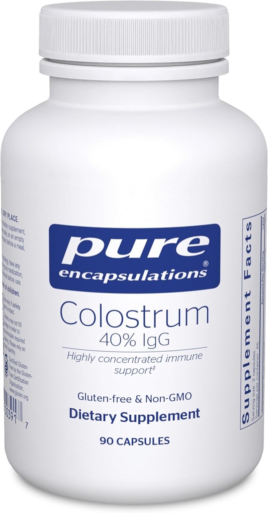 Encapsulations pures Colostrum (40 %) IgG Support immunitaire hautement concentré (90 capsules)