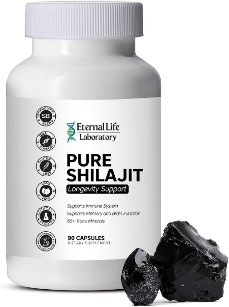 100% Pure Shilajit, Organic Himalayan Shilajit for Men & Women, 85+ Trace Minerals Rich in Fulvic Acid Shilajit Supplement for Energy & Immune System 1000mg 90 Count