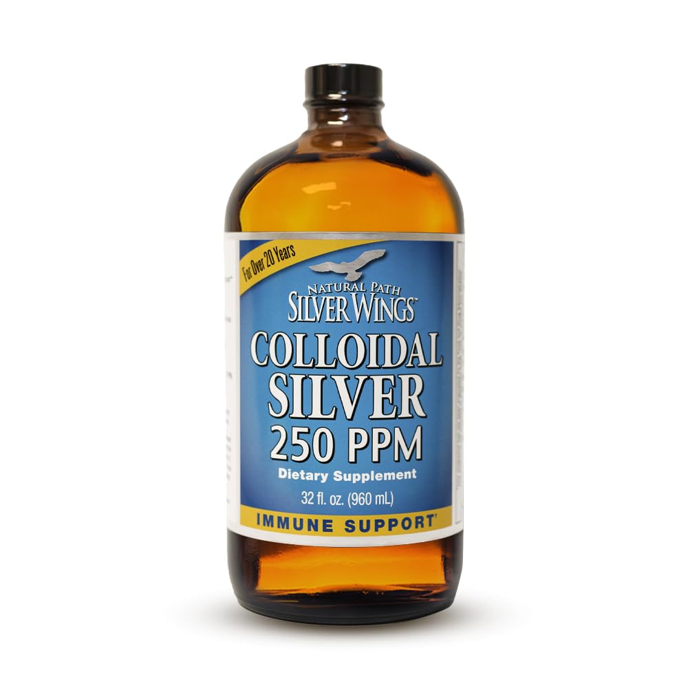 Path naturel Silver Wings Colloïdal Silver Liquid - Supplément de soutien immunitaire amélioré - 250ppm (1250mcg) - 32oz