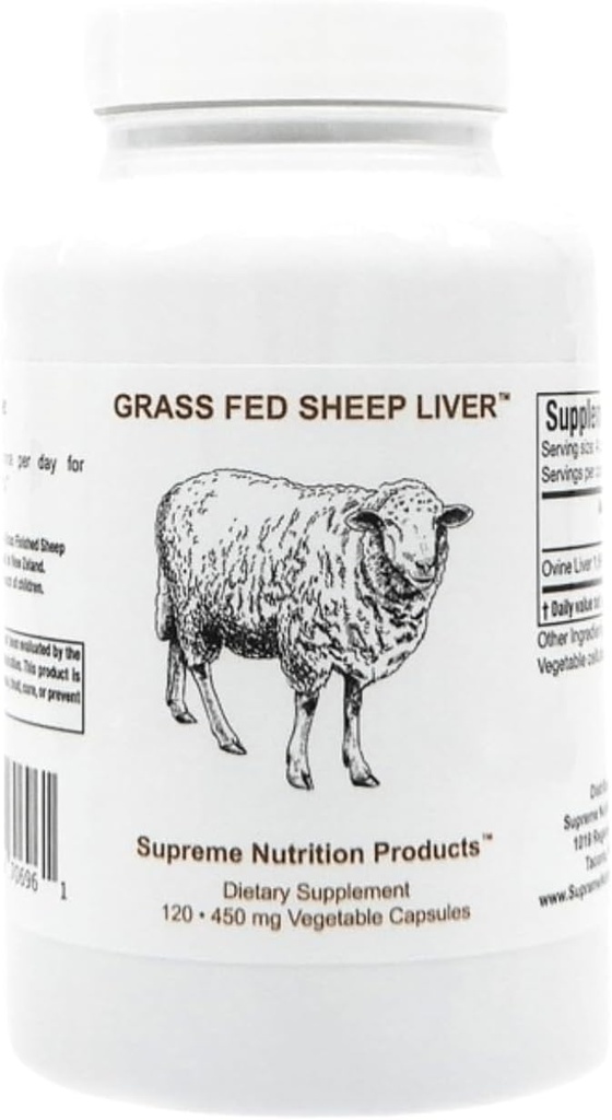 Supreme Nutrition Grass Fed Sheep Liver, 120 Pure Ovine Liver Capsules