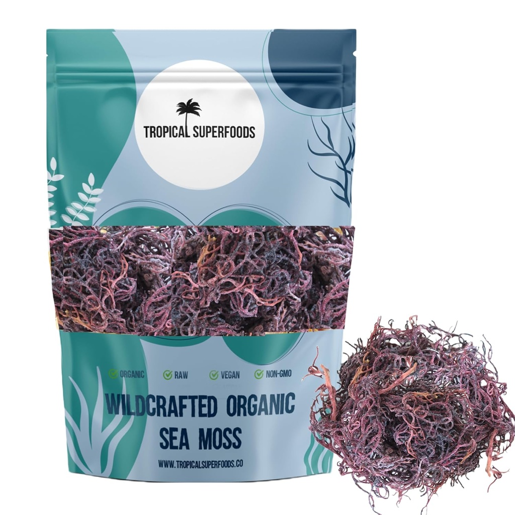100% Wildcrafted Full Spectrum Purple Sea Moss | Irish Sea Moss | Sun dried | 92 Minerals - Makes 20 + oz of Sea Moss Gel | Full Spectrum Purple Sea Moss (4oz)