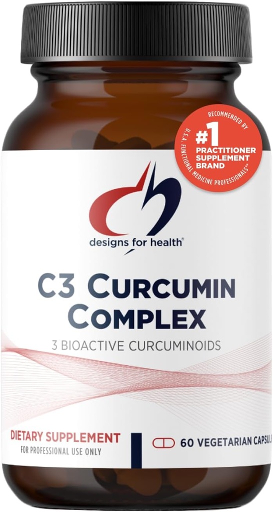 Designs for Health C3 Curcumin Complex - Supplément curcuminoïde hautement biodisponible, 400 mg avec 3 Curcuminoïdes bioactifs - Non-OGM, sans gluten + végétarien (60 capsules)