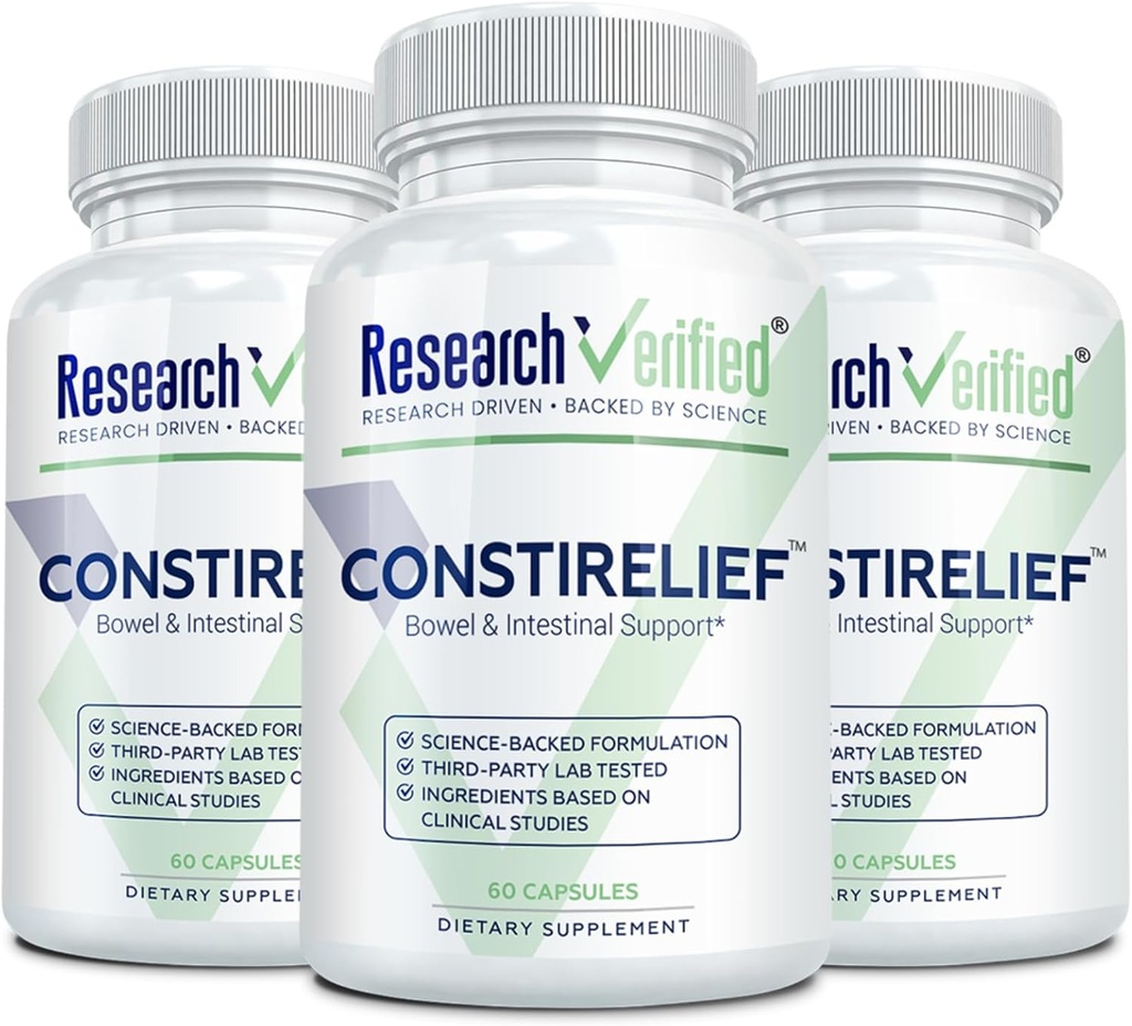 Recherche ConstiRelief vérifié - Le meilleur supplément pour le soulagement de la constipation sur le marché - avec L. Acidophilus pour la santé et la prévention à long terme. Garantie 100% dos ! (paquet de 3)