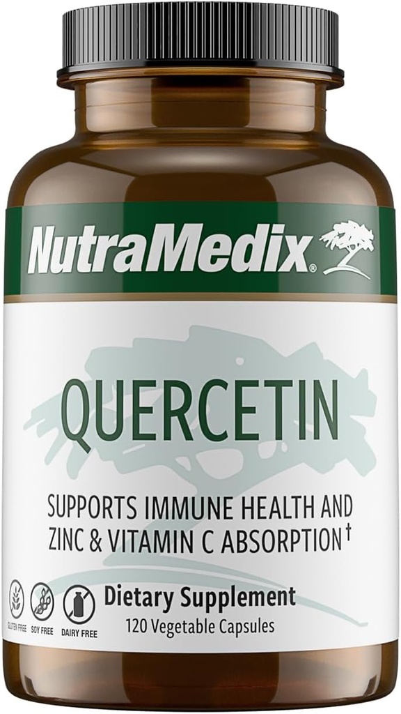 NutraMedix Quercetin - Quercetin 500mg Capsules - Antioxidant & Immune Support Supplement for Heart Health - Aids in Zinc & Vitamin C Absorption (120 Vegetarian Capsules)