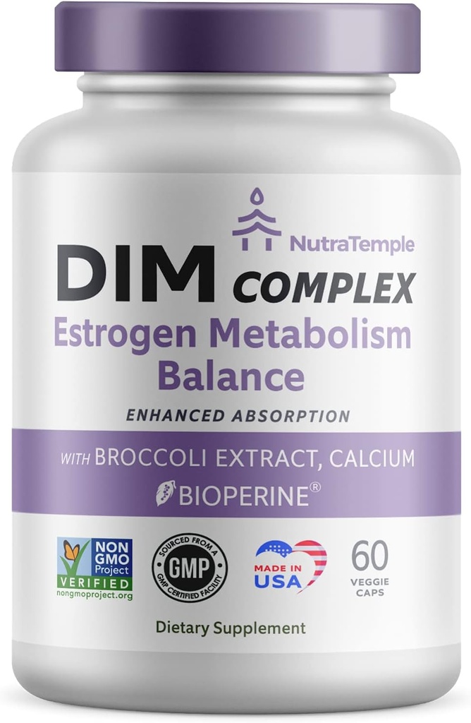 Dim Supplement [Enhanced Absorption with Bioperine, Brocolli, Calcium] Diindolylmethane Hormonal Balance for Women & Men, Estrogen Metabolism, Menopause Support & Stress Relief Pills